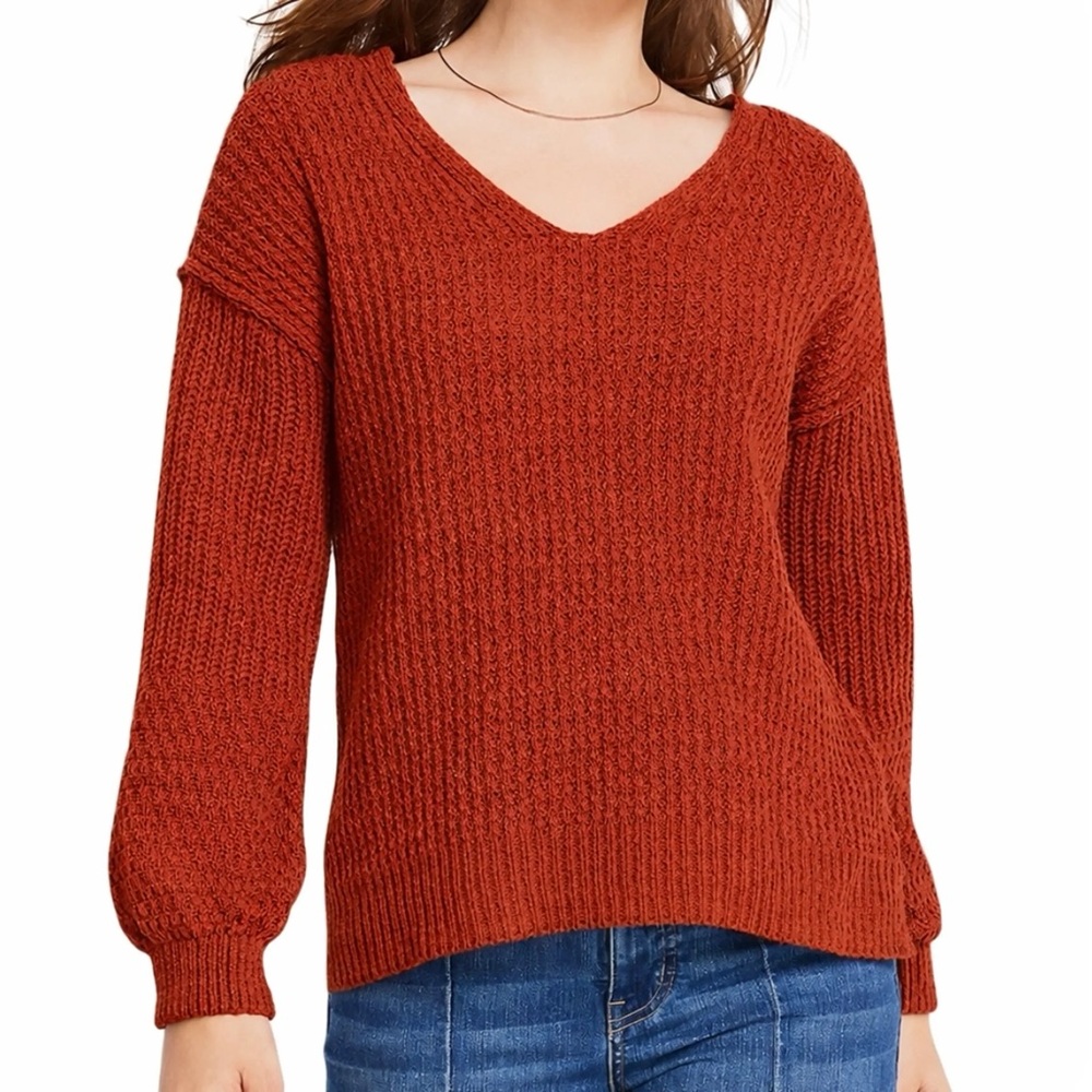 Maurices Women's Red Maroon V-Neck Knit Fall Sweater Size XS